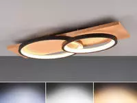TRIO Leuchten LED Deckenleuchte "BARCA, dimmbare Deckenlampe aus Holz & Metall...