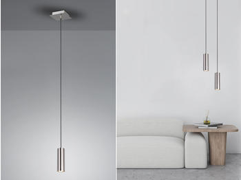 Meine Wunschleuchte LED Pendelleuchte für Wohnzimmer, Schlafzimmer, Küche & Flur, Metall Silber matt