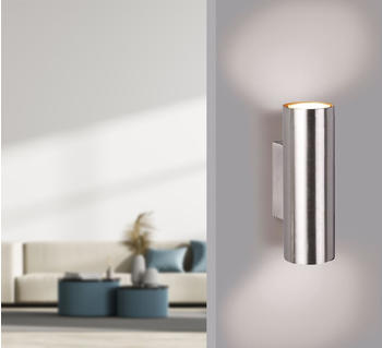 Meine Wunschleuchte Wandleuchte Up and Down aus Metall Silber mit dimmbaren LEDs, Strahler für Innen