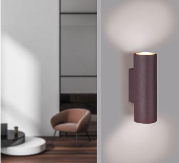 Meine Wunschleuchte Dimmbare LED Wandbeleuchtung für Innen mit Up & Down Spots, rostfarbige Strahler