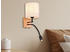Meine Wunschleuchte Skandinavische LED Holzlampe Lampenschirm Stoff, Leseleuchte Schlafzimmer Bett