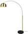 Meine Wunschleuchte LED Bogenlampe Messing matt Marmorfuß Schwarz große Ausladung, Höhe 200cm