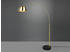 Meine Wunschleuchte LED Bogenlampe Messing matt Marmorfuß Schwarz große Ausladung, Höhe 200cm