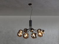 Meinewunschleuchte - Led Pendelleuchte 9 Flammig Schwarz & Rauchglas H&ouml;he 161cm, &Oslash;