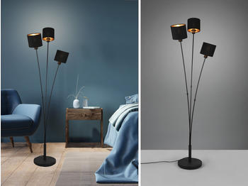 Meine Wunschleuchte Kleine LED Standleuchte 3 flammig mit modernen TEXTIL Lampenschirm in Schwarz