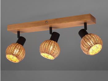 Meine Wunschleuchte Deckenstrahler innen 3 flammig Holzlampe mit Rattanschirmen Treppenbeleuchtung