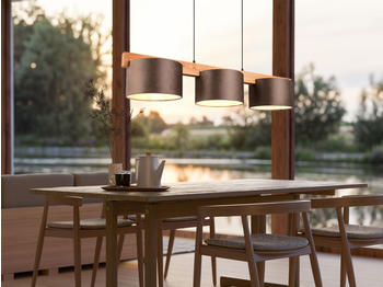 Meine Wunschleuchte Holzbalken Pendelleuchten 3 flammig Lampenschirm Samt Esstischlampe Landhausstil