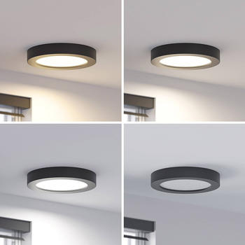 PRIOS LED-Deckenlampe Edwina, schwarz, 22,6 cm, CCT, dimmbar