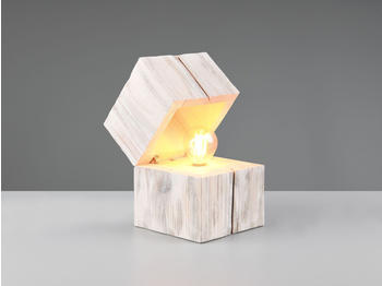 Trio Kleine Holzwürfel Tischleuchte Weiß, Höhe 16cm