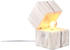 Trio Kleine Holzwürfel Tischleuchte Weiß, Höhe 16cm