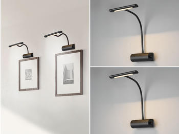 Meine Wunschleuchte LED Wandleuchten SET Schwarz, flexible dimmbare Bilderlampen für Flur und Diele
