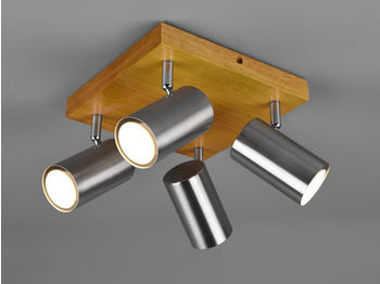 Meine Wunschleuchte LED Deckenstrahler 4-flammig schwenkbar Silber & Holz - Flurbeleuchtung Galerie