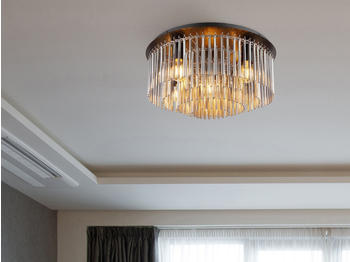 Meine Wunschleuchte Große Ausgefallene LED Deckenleuchte Treppenhaus Wohnzimmerlampe Rauchglas Ø50cm