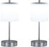 Meine Wunschleuchte 2er SET kabellose Tischlampen 34,5cm hoch mit Touchdimmer - Silber / Glas Weiß