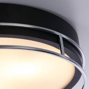 Searchlight Deckenleuchte Phoenix, Ø 40 cm, schwarz / chrom, IP44
