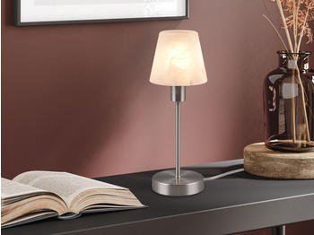 Meine Wunschleuchte LED Tischleuchte mit Touch Dimmer Silber matt & Glaslampenschirm, H&ouml;he 32cm