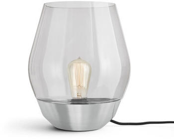 New Works Bowl Tischlampe Edelstahl & Gerauchter Glasschirm (20512)