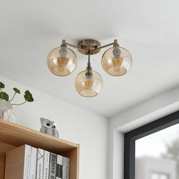 Lindby Deckenleuchte Meriala – Weißer Glaskugel-Schirm, Ø 25 Cm, E27 Fassung