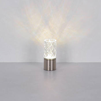 Globo LED-Akku-Tischleuchte Lunki, nickelfarben, Höhe 19 cm, CCT