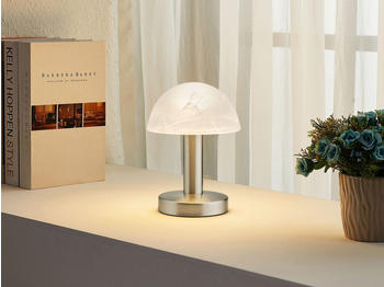 Meine Wunschleuchte LED Nachttischleuchte mit Touch dimmbar Silber Glasschirm Wei&szlig; f&uuml;r Fensterbank
