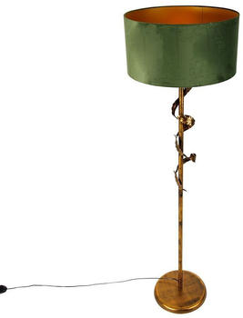 QAZQA Stehlampe mit grünem Schirm Linden Stahl rund LED E27 gold/messing (107133)