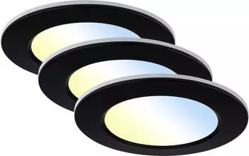 Briloner 3er Set Bad Einbaustrahler LED RGB+W 92x45 mm, Schwarz