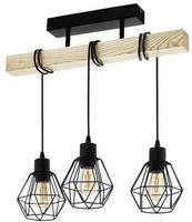 EGLO Deckenleuchte "TOWNSHEND 5, Deckenlampe, Holz und Stahl, IP20, E27,