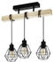 Eglo Deckenlampe Townshend 5, 3 flammig Stahl Holz, Schwarz, braun E27