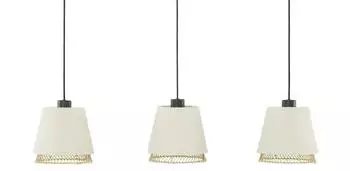 Eglo H&auml;ngelampe Tabley, 3-flammig Bambus Leinen, Textil-H&auml;ngeleuchte E27 89 cm