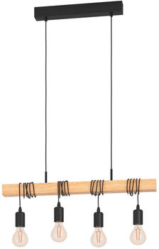Eglo Pendelleuchte Townshend Holz Vintage 4-flammig E27, schwarz, braun