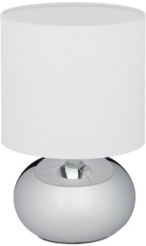 Relaxdays Nachttischlampe Touch dimmbar mit 3 Stufen E14 28 x 18 cm silber