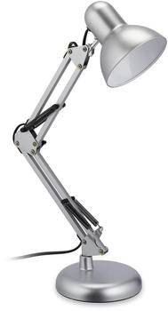Relaxdays Schreibtischlampe Retro, verstellbare Gelenkarmlampe, E27 Metall, silber, 54 x 15 x 25 cm