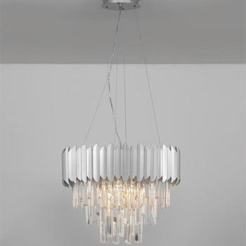 Nova Luce Pendelleuchte Magnolia in Chrom und Transparent E14 6-flammig 500mm silber