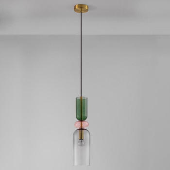 Nova Luce Pendelleuchte Murano in Schwarz-transparent und Rosa E14 schwarz
