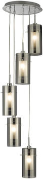 Searchlight Pendelleuchte Duo 2, Rauchglas/chrom fünfflammig