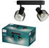 Philips Deckenleuchte Sleet in Schwarz-transparent und Schwarz E14 2-flammig