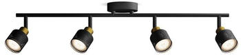 Philips Deckenleuchte Niall in Schwarz und Gold GU10 4-flammig