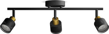 Philips Deckenleuchte Niall in Schwarz und Gold GU10 3-flammig