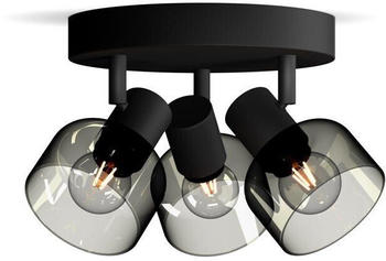 Philips Deckenleuchte Sleet in Schwarz-transparent und Schwarz E14 3-flammig rund