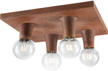 JUST LIGHT Deckenleuchte Turn me in Rostbraun aus Metall 4xE27 60W