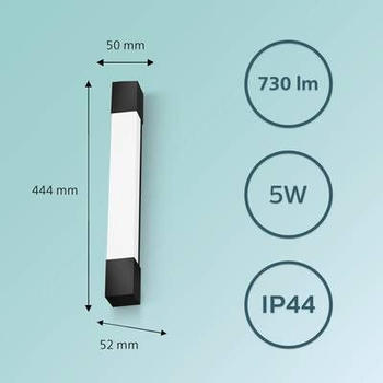 Philips LED Wandleuchte Rover Schwarz Weiß 5W 450lm IP44 eckig schwarz