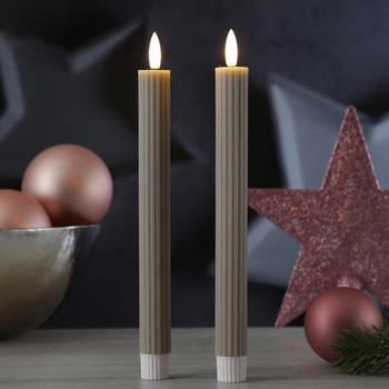 Marelida LED Stabkerzen LIV 25cm 2er Set Grau – Marelida LED Stabkerzen LIV 25cm 2er Set Grau für stimmungsvolle Beleuchtung