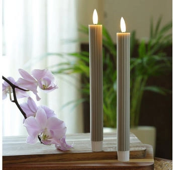 Marelida LED Stabkerzen LIV 25cm 2er Set Grau – Natürliche Ästhetik trifft auf moderne Funktionalität