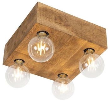 QAZQA Land Deckenleuchte dunkles Holz 4-Licht - Block