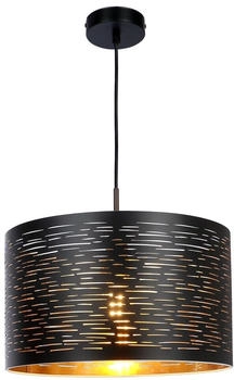 Globo H&auml;ngeleuchte Pendelleuchte lampe H&auml;ngelampe rund Deckenleuchte Beleuchtung schwarz-gold, Metall Kunststoff, D x H 38x120 cm