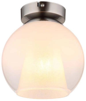 Globo Deckenleuchte, Glaskugel, Kristalle, opal, verchromt, H 19 cm