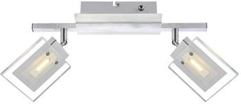 Globo Deckenleuchte LED 2 Flammig Strahler schwenkbar Glas chrom