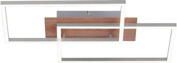 ETC Shop LED Deckenlampe, Holz Nachbildung, Fernbedienung, L 50,4 cm, IVEN