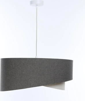 Licht-Erlebnisse Hängelampe Stoff 40 cm 90 cm Weiß Grau Creme E27 rund Modern Pendelleuchte