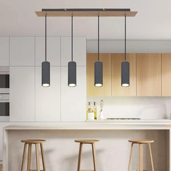 ETC Shop Pendellampe, Deckenleuchte, Graphit, Holzoptik, H 120 cm